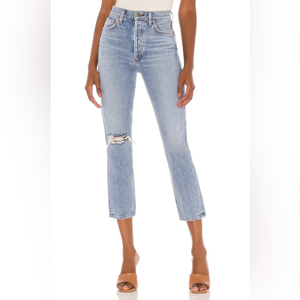 REVOLVE AGOLDE RILEY HIGH RISE STRAIGHT CROP ENDEAVOR SIZE 25